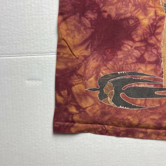 vintage 90’s Native American Tie Dye Acid Wash T Shirt 1995 Single Stitched XL - Picture 6 of 7